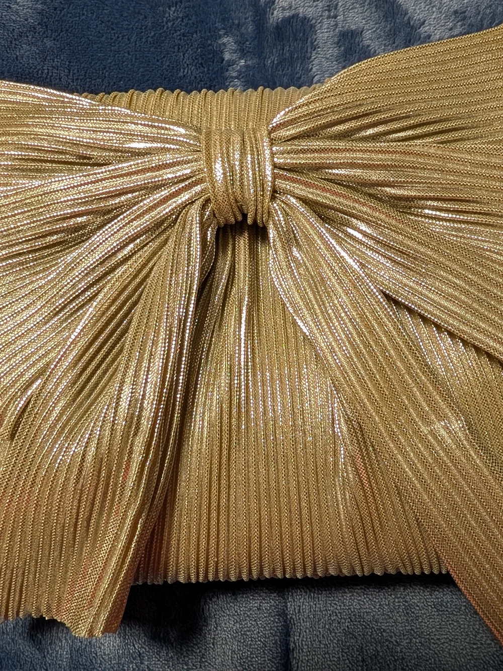 Gold Bow Pleated Clutch Bag - Women Bags.